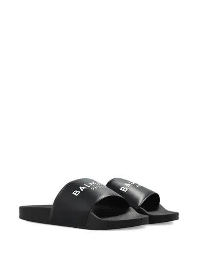 Balmain Kids' Logo Slides In Black