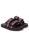 Balmain Logo Slides In Black/fuchsia