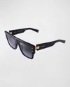 Balmain B-v Rectangular Sunglasses In Black / Gold
