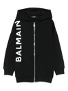 Balmain Logo Cotton Zip-up Hoodie In Black