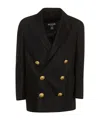 Balmain Logo-stripe Double-breasted Blazer In Black