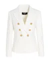 Balmain Wool Grain De Poudre 6 Button Blazer In White
