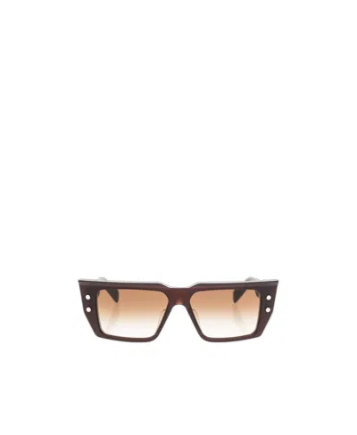 Balmain Logo Sunglasses In Brown