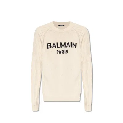 Balmain Logo Sweater In Neutrals