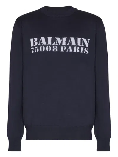 Balmain Branded Sweater In Blue In Black