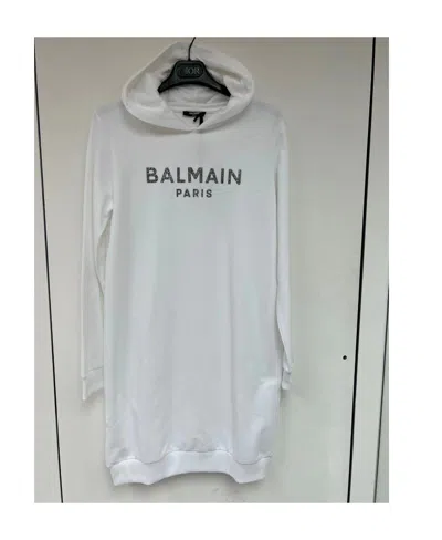 Balmain Logo Sweater Dress In Gray