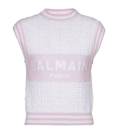 Balmain Logo-monogram Crewneck Vest In White