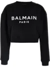 Balmain Women Logo Organic Cotton Cropped Sweatshirt In 黑色