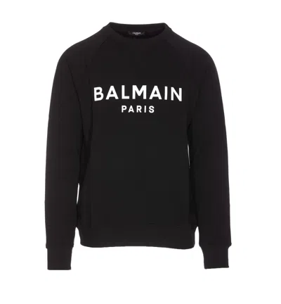 Balmain Logo Print Sweatshirt In Black