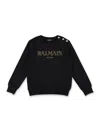 Balmain Black Sweatshirt For Girl With Logo In Black/gold