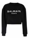 Balmain Women Logo Organic Cotton Cropped Sweatshirt In Blanco