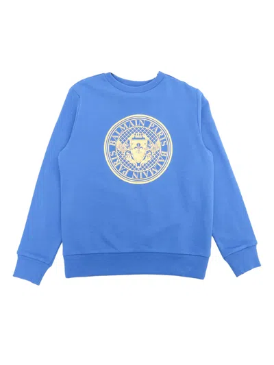 Balmain Logo Sweatshirt In Blue
