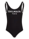 Balmain Girls Logo Swimsuit In Black