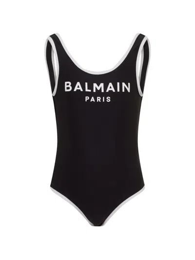 Balmain Kids' Logo Swimsuit In Black