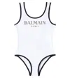 Balmain Logo Swimsuit In White