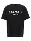 Balmain Black Crewneck T-shirt With Logo Lettering On The Front In Cotton Man