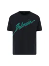 Balmain Black Crewneck T-shirt With Logo Lettering Print On The Front In Cotton Man In Black