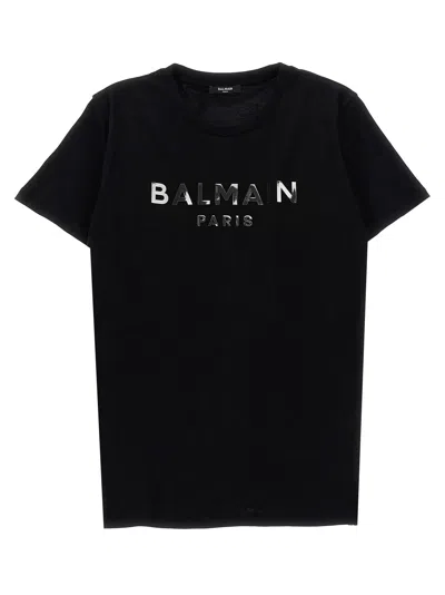 Balmain Kids' Logo-sequin Cotton T-shirt In Black