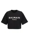 Balmain Graphic Print Cropped T-shirt With Short Sleeves In Multi