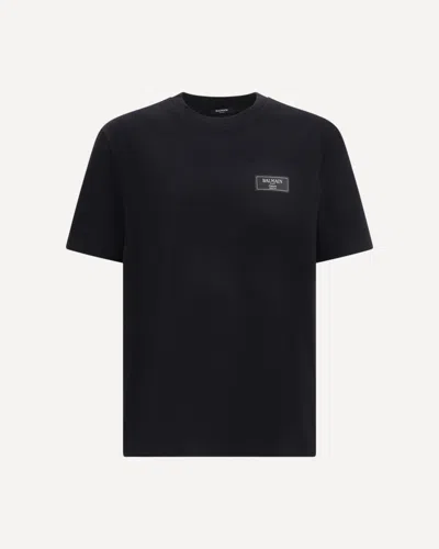 Balmain Couture Label Round Neck Slim Fit T-shirt In Black