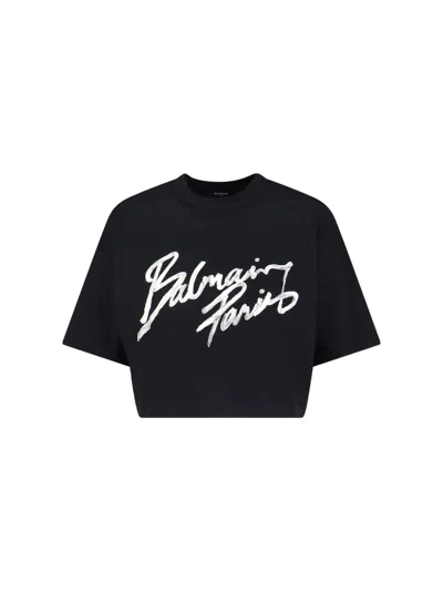 Balmain Logo T-shirt In Black