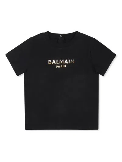 Balmain Babies' Logo T-shirt In Black