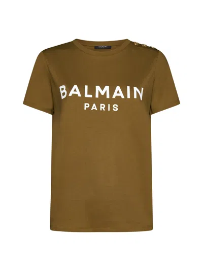 Balmain Logo T-shirt In Brown