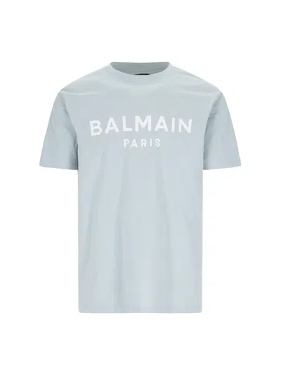 Balmain Logo T-shirt In Gray