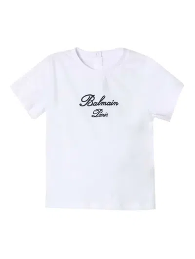 Balmain Babies' Logo T-shirt In White