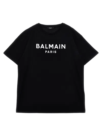 Balmain Kids' Logo T-shirt In White/black