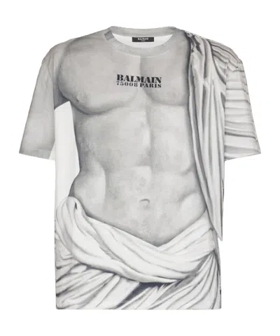 Balmain Logo T-shirt With Statue Print