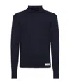 Balmain Pb Wool Turtleneck Sweater In Black