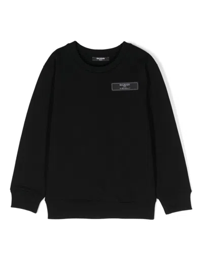 Balmain Kids' Logo Tag Sweatshirt In Black