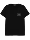 Balmain Couture Label Round Neck Slim Fit T-shirt In Black