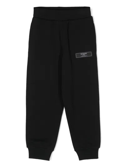 Balmain Kids' Logo-tag Track Pants In Black
