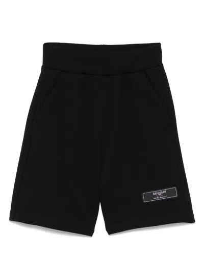 Balmain Kids' Logo-tag Track Shorts In Black
