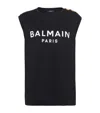 Balmain Embossed-buttons Logo-print Tank Top In Black