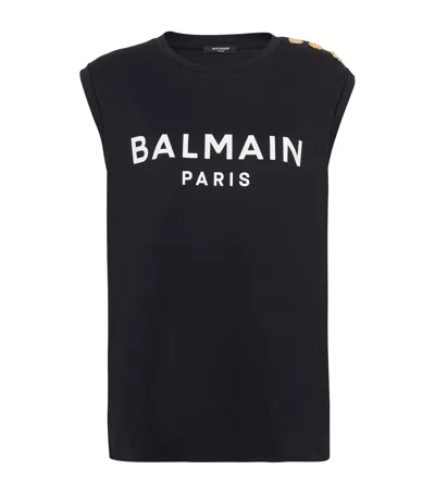 BALMAIN COTTON LOGO TANK TOP