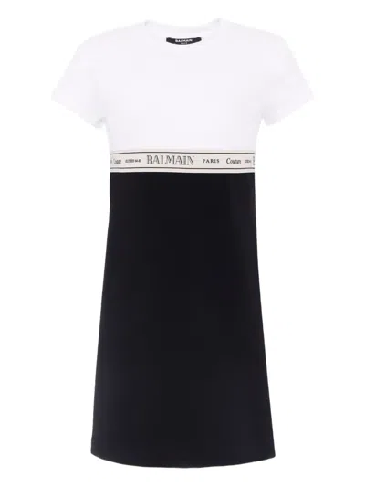Balmain Logo-tape Colour-block Dress