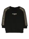 Balmain Logo-tape Crew-neck Sweatshirt In Black