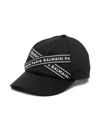 Balmain Logo-tape Detail Baseball Cap In 黑色