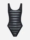 Balmain Black Striped One-piece Swimsuit In Black