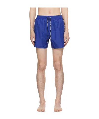 Balmain Navy Printed Swim Shorts In 403 Navy