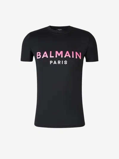 Balmain Logo Technical T-shirt In Logo On The Front