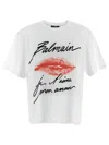 Balmain Graphic Kiss Print T-shirt With Relaxed Fit In White