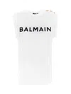 Balmain Logo Cotton Jersey Tank Top In White