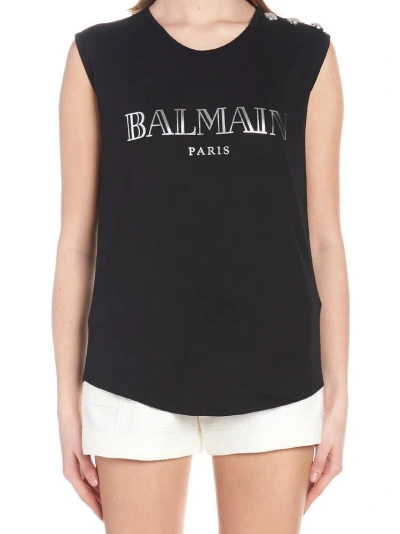 Balmain Embellished Buttons Top In Black