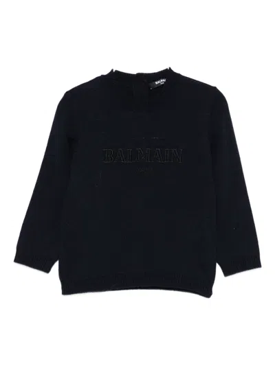 Balmain Babies' Logo Top In Blue