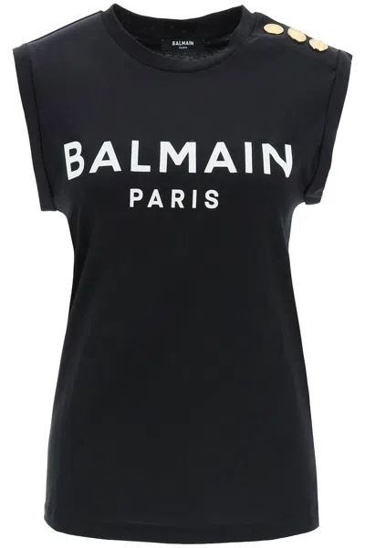 Balmain Logo Top With Embossed Buttons In Black