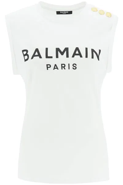 Balmain Tank Top In White Cotton